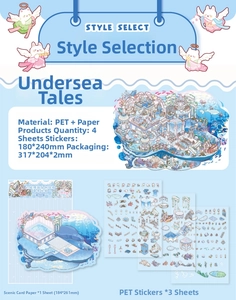 Detail of DIY Undersea Tale sticker set with PET transparent sheets and scenery card