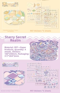 Detail of PET DIY stickers featuring zoo and dreamland themes with scenery base cards