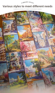 Détail de cartes de scrapbooking avec scènes urbaines et fleurs pour la décoration