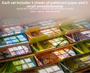 Vue de kit scrapbooking paysage urbain 10 pièces avec des éléments interactifs en papier 3D