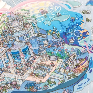 Underwater fantasy theme stickers featuring mermaids and whales for DIY scrapbooking