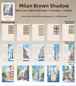 Vue détaillée de papier de scrapbooking thème architecture de Milan avec découpes fenêtres