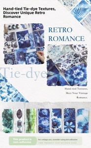 Detailed view of vintage tie-dye decorative paper with floral and butterfly patterns