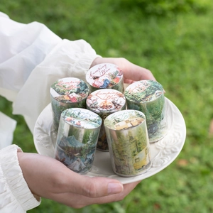 Set di 6 nastri washi decorativi Camping Plan con scene di campeggio illustrate