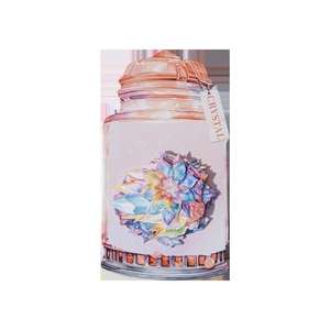 Vintage crystal flower sticker in a jar design for DIY scrapbooking and decoration