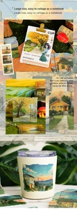 Detailed view of large autumn-themed collage stickers for artistic journaling and scrapbooking