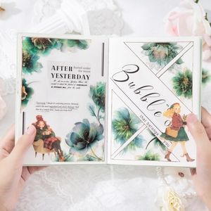 Floral PET stickers for scrapbooking featuring vintage botanical designs and art patterns