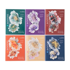 Floral PET stickers for journaling featuring 15 pieces in diverse shadow painting designs