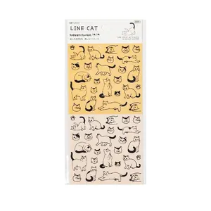 Cute cat PET stickers set with 2 sheets of minimalist kitten designs for scrapbooking