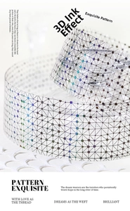 Macro shot of PET decorative tape with 3D ink grid and rainbow holographic dots