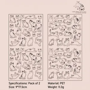Niedliche PET-Sticker für Scrapbooking mit schwarzen und weißen Katzen Ink Kitten 2er Set