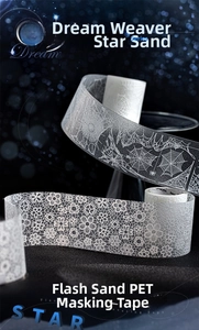 Detail of shimmering PET masking tape with delicate spider web and lace patterns