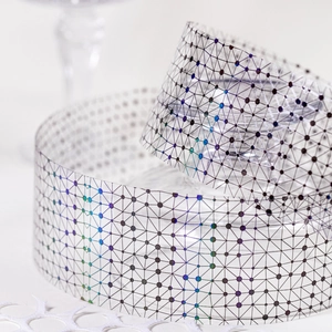 Holographic grid PET decorative tape with iridescent dots for scrapbooking and art journals