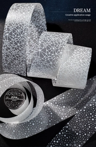 Detail of creative star sand decorative tape with glitter finish and geometric pattern