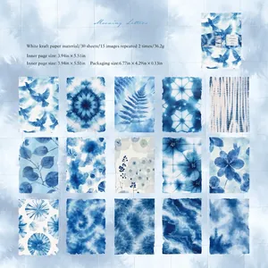 Papier créatif Morning Letters avec 15 motifs botaniques bleus pour scrapbooking et journal