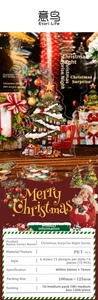 Detailed view of PET Christmas stickers with product specifications and festive patterns