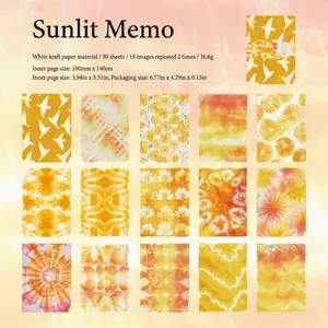 Papier de scrapbooking vintage Sunlit Memo avec motifs tie-dye de fleurs et oiseaux