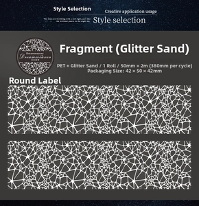 Detail view of Dreamweaver PET glitter tape with sparkle finish and star fragment patterns