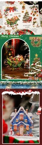 Detailed Christmas themed acrylic stickers showing Santa, reindeer, and snowy house patterns