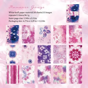 Papier de scrapbooking vintage tie-dye, modèle Romance Gauze avec motifs floraux