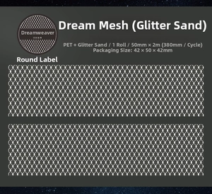 Detail of PET masking tape with sparkling sand finish and white mesh grid pattern