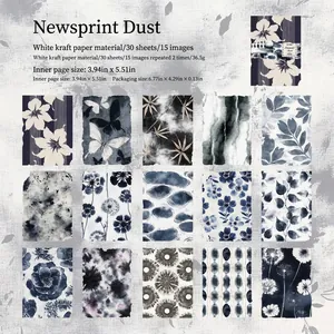 30 feuilles de papier scrapbooking rétro à motifs papillons en papier kraft blanc