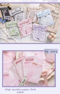 Close-up of watercolor plaid aesthetic memo pads with 50 sheets for scrapbooking decor