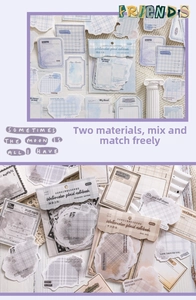 Close-up of watercolor plaid memo pads in blue and brown for creative journaling