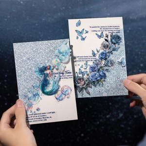 Star Sand series glitter decorative stickers with mermaid and blue rose motifs