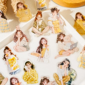 Relaxing Prelude series aesthetic girl stickers for DIY scrapbooking and decoration
