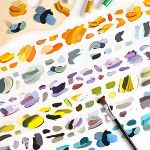 Set de rubans washi style peinture à l'huile avec motifs de coups de pinceau pour journal