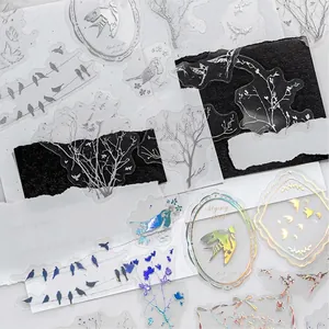 30PCS Vintage PET Sticker Pack Silver Light Floating Dream Series 3D Laser Silver Butterfly Floral DIY Journaling Decoration