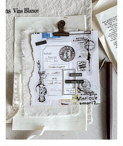 Macro view of vintage Steam Century stickers with postage stamps and antique stationery