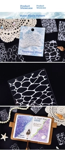Macro detail of transparent PET stickers with realistic white water ripple patterns