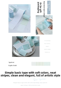 Close-up of minimalist grid washi tape collection in soft Morandi colors for journaling