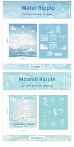 Detail view of Sparkling Water theme PET stickers with realistic water ripple patterns