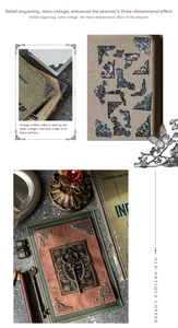 Gros plan de stickers en relief vintage bronze pour décorer les coins de carnets