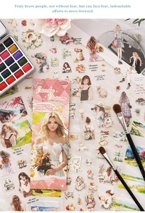 Dettagli di adesivi fai-da-te con 20 pezzi di personaggi vintage e fiori per scrapbooking