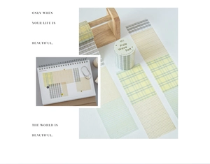 Detail of Pale Wave Salt washi tape with minimalist grid patterns for DIY scrapbooking