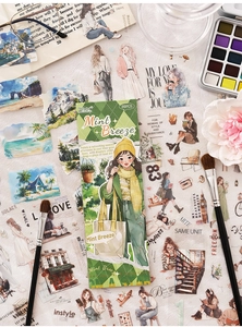 Dettaglio del pacchetto di adesivi fai-da-te Mint Breeze con illustrazione artistica