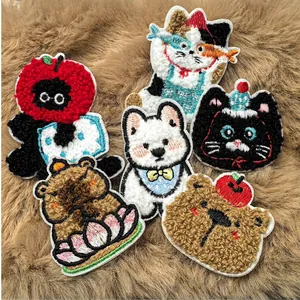 Cartoon Animal Self-Adhesive Embroidery Patch Towel Embroidered Sticker For Journal DIY Clothing Decoration Mengya Series