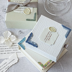 Autocollants d'angle vintage en PET motifs floraux bleus et verts pour déco de scrapbooking
