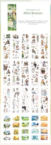 Vista dettagliata di 20 adesivi in PET impermeabili con illustrazioni di moda e vita