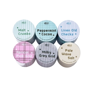 Set of six grid-patterned washi tapes in mint green, pink, and blue for scrapbooking
