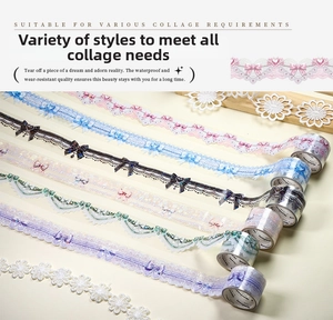 Rubans décoratifs en PET avec dentelle et nœuds pour le scrapbooking et le journal DIY