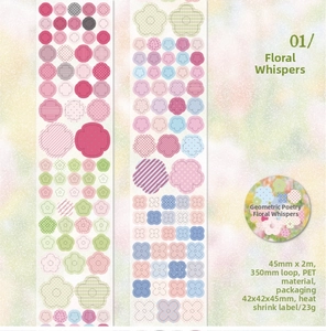 Detailed PET decorative tape with colorful floral patterns for journaling DIY
