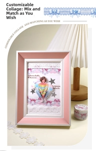 Détail de ruban washi dentelle avec décoration créative de cadre photo pour scrapbooking