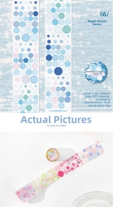 Detail of PET decorative tape with blue geometric dots, 45mm width, waterproof material