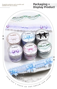 Détails de rubans décoratifs en dentelle et chaîne de perles pour scrapbooking