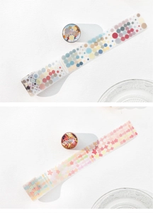 Macro shot of Geometric Poetry series PET tapes with pastel dot and star patterns